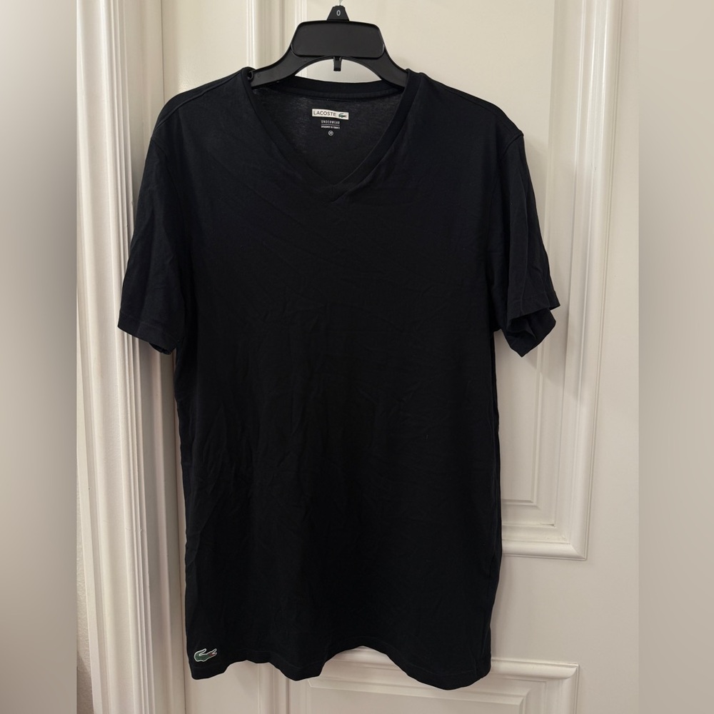LACOSTE Men's Black V-Neck Tee